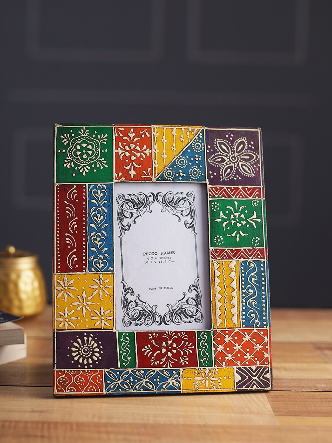 

Aapno Rajasthan Red & Yellow Wooden Photo Frame
