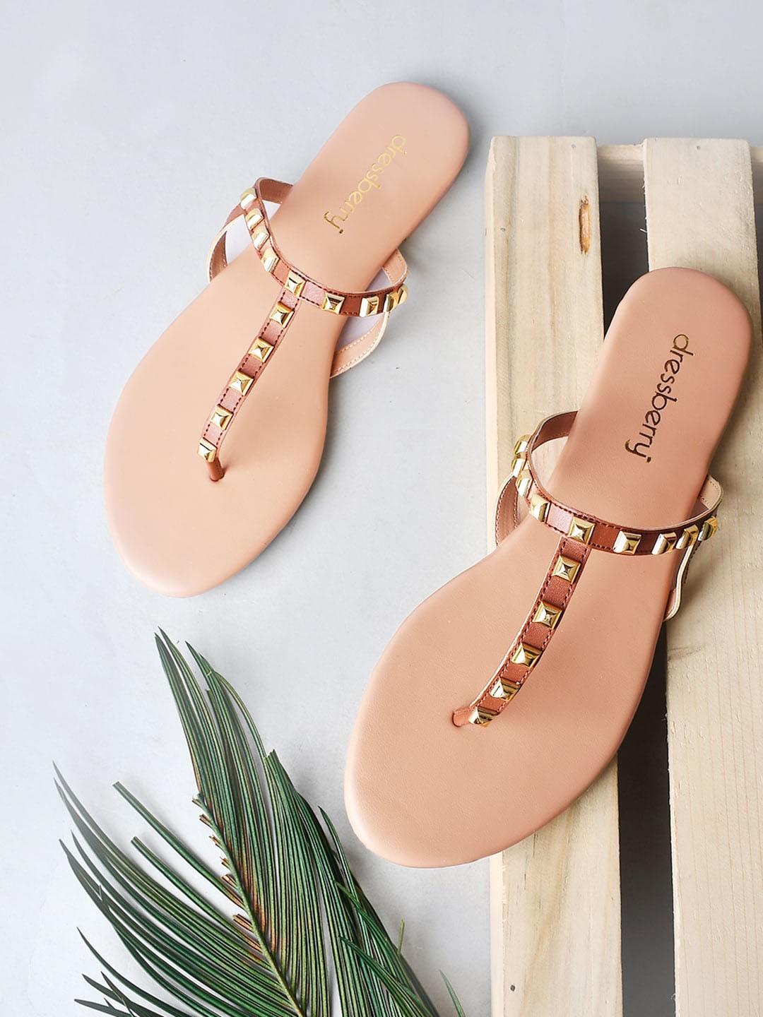 

DressBerry Women T-Strap Flats, Tan
