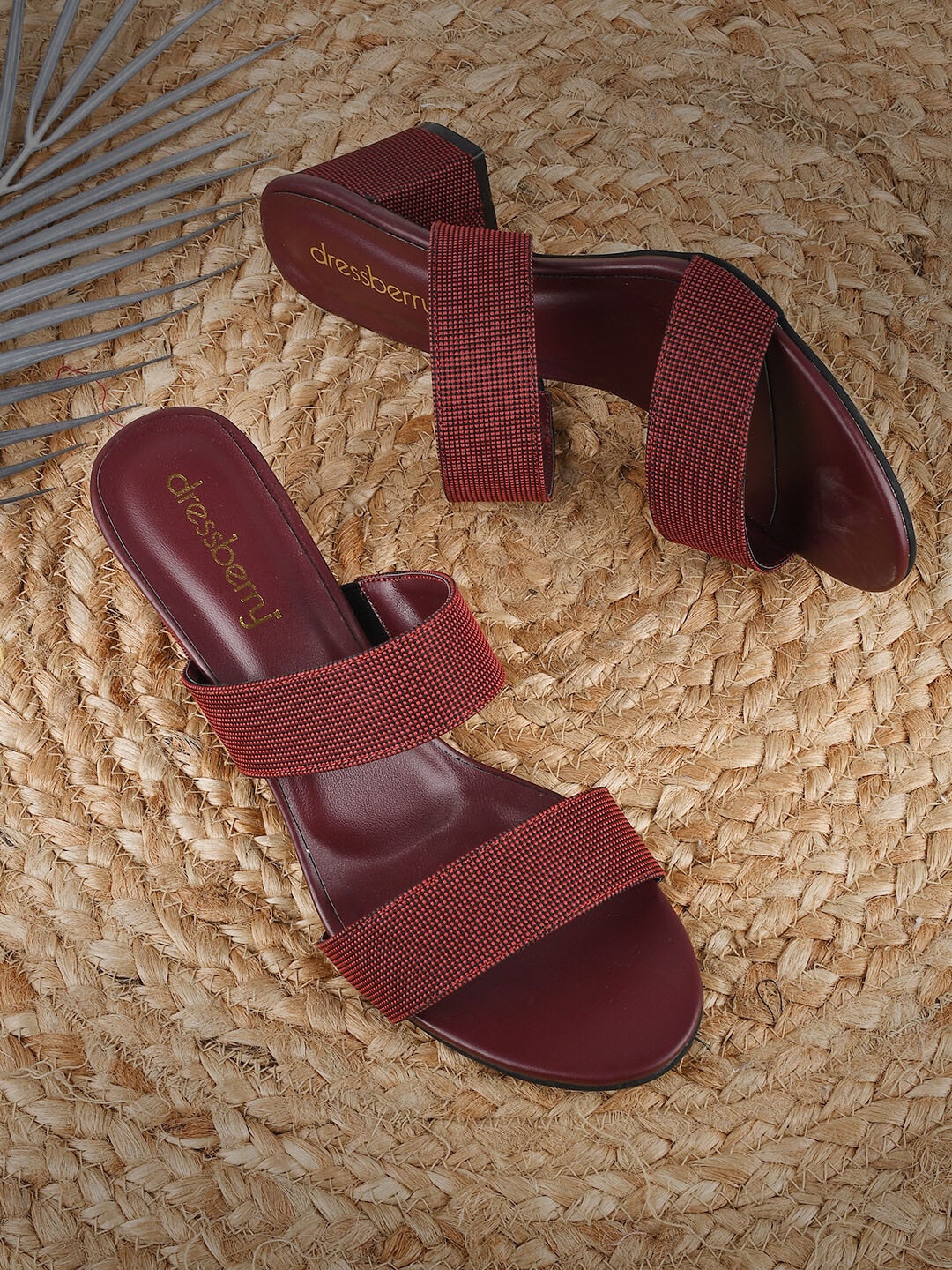 

DressBerry Maroon Block Sandals