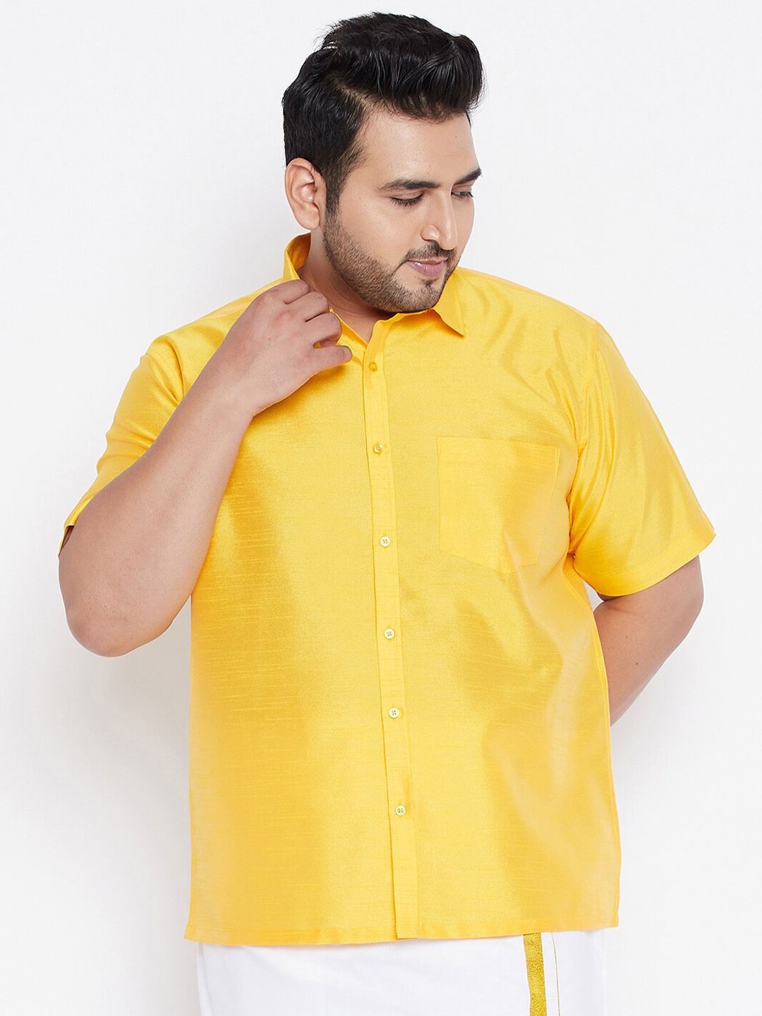 

VASTRAMAY Men Silk Premium Casual Shirt, Yellow