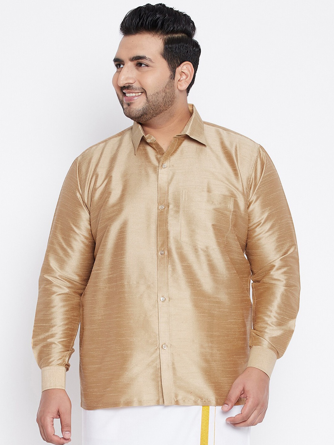 

VASTRAMAY Men Silk Premium Casual Shirt, Gold