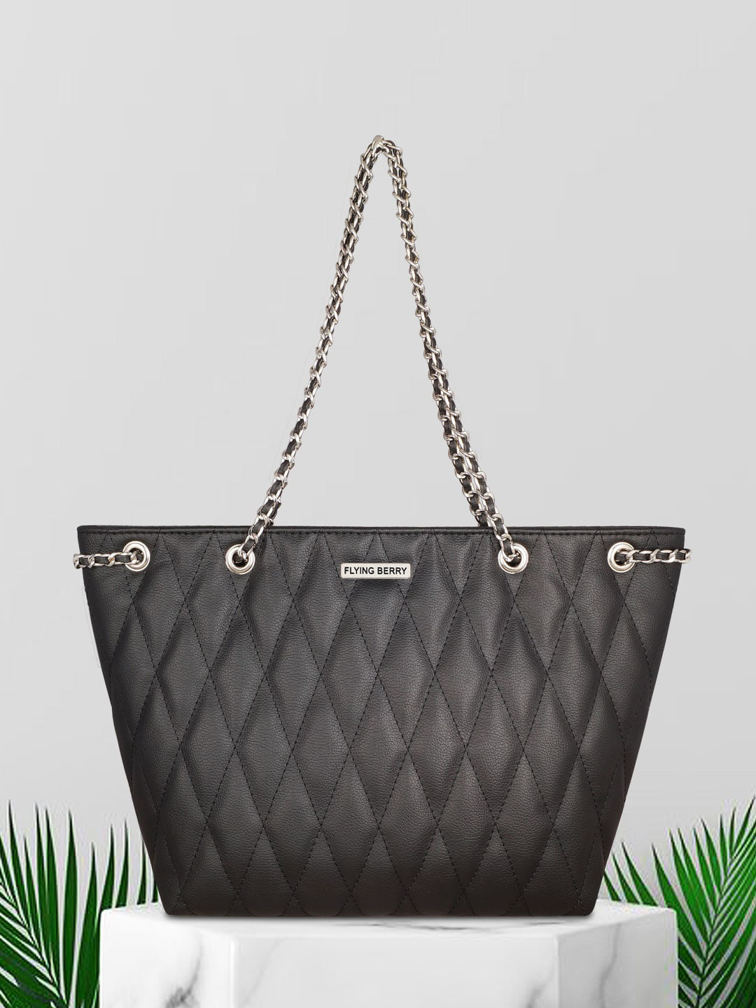 

FLYING BERRY Textured Structured Shoulder Bag, Black