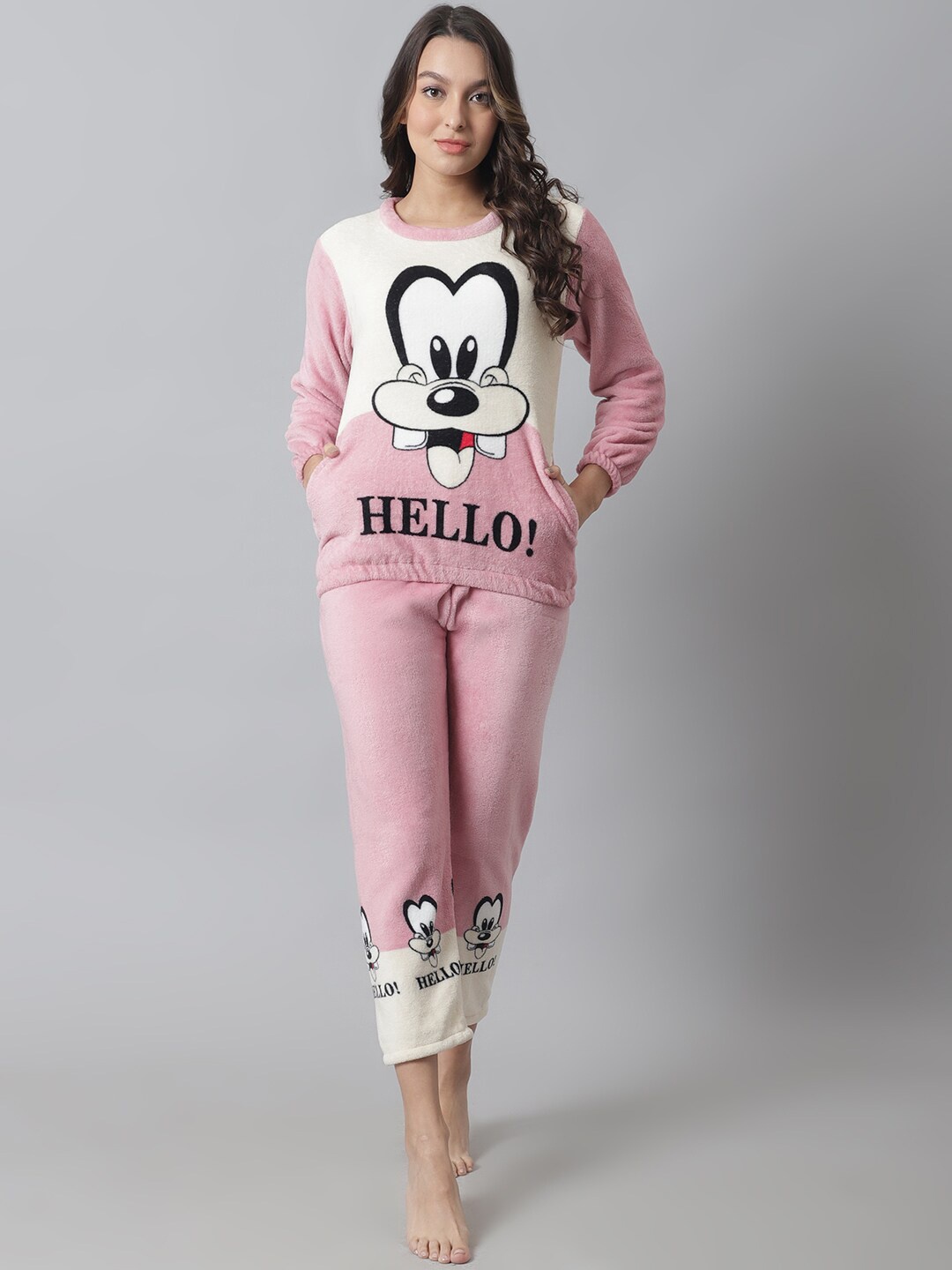 

TAG 7 Women Printed Night suit NS120-XS, Pink