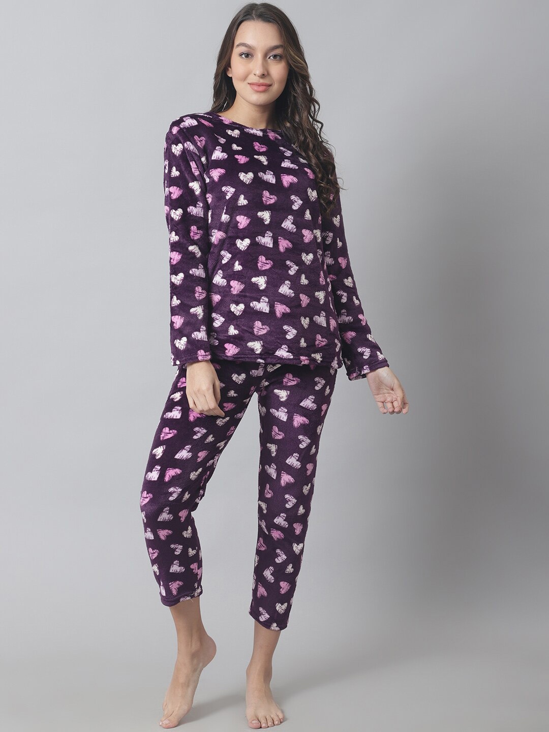

TAG 7 Women Printed Night suit NS123-XS, Purple