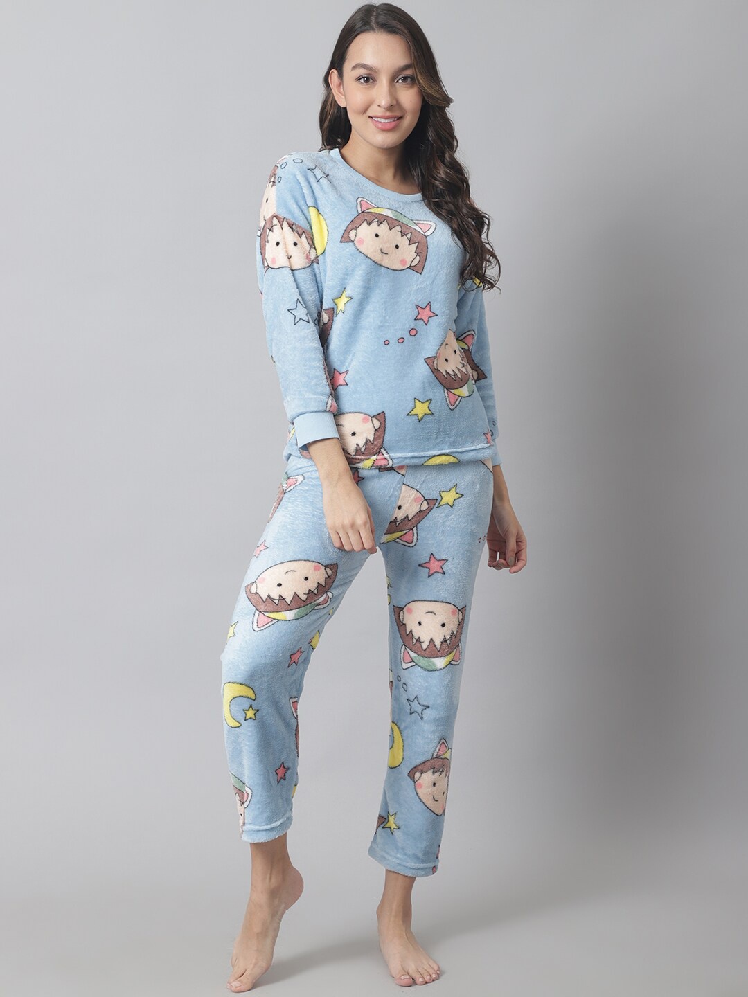 

TAG 7 Women Printed Night suit NS109, Blue