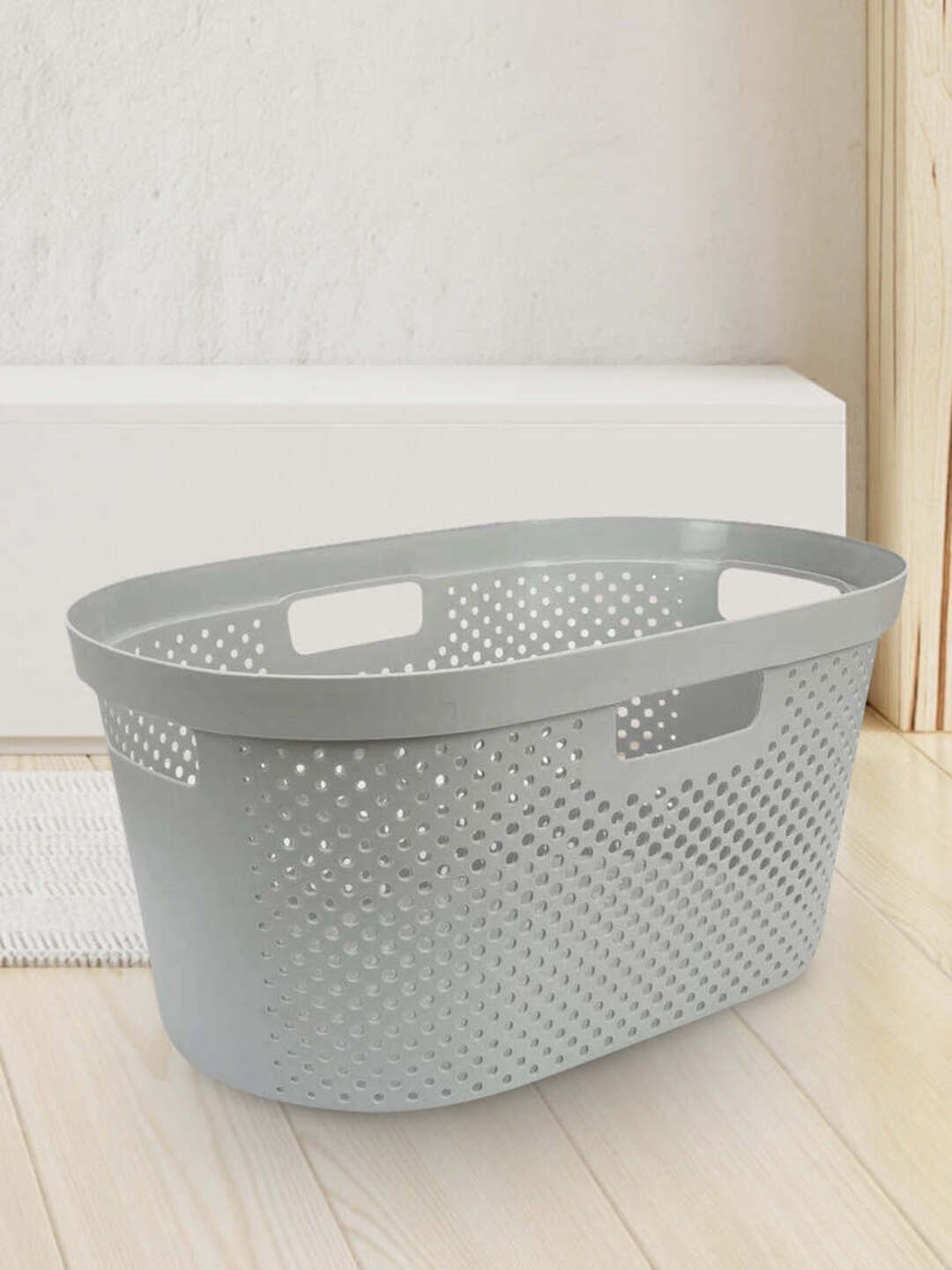 

Athome by Nilkamal Grey Oval Laundry Basket