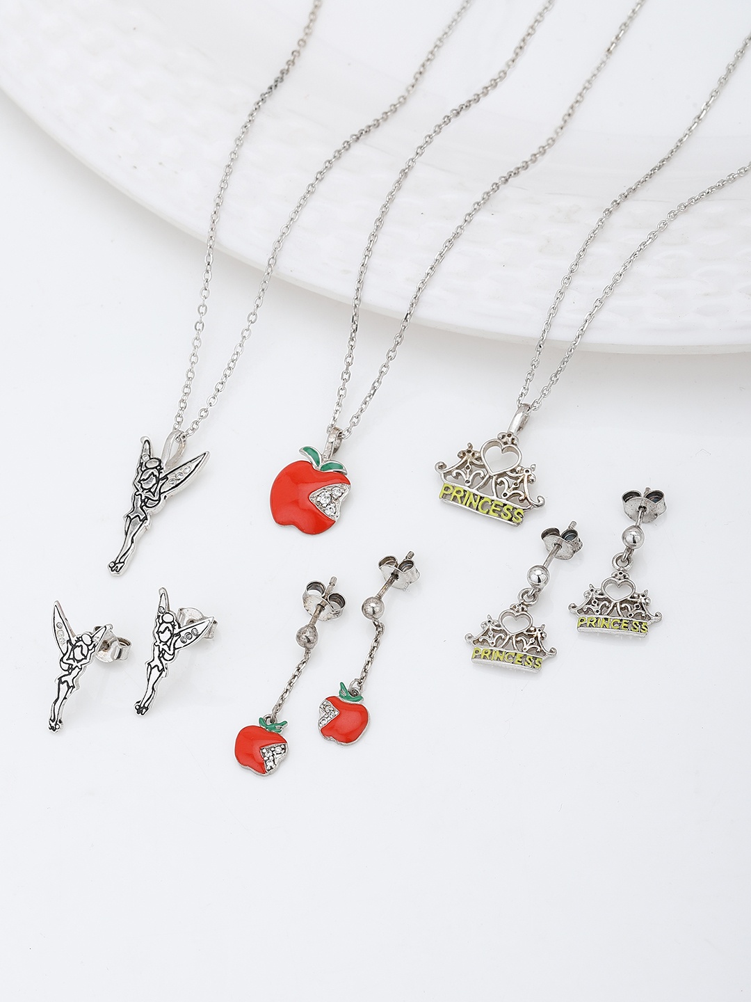 

Carlton London Girls Set Of 3 Silver-Plated & CZ Studded Jewellery Set