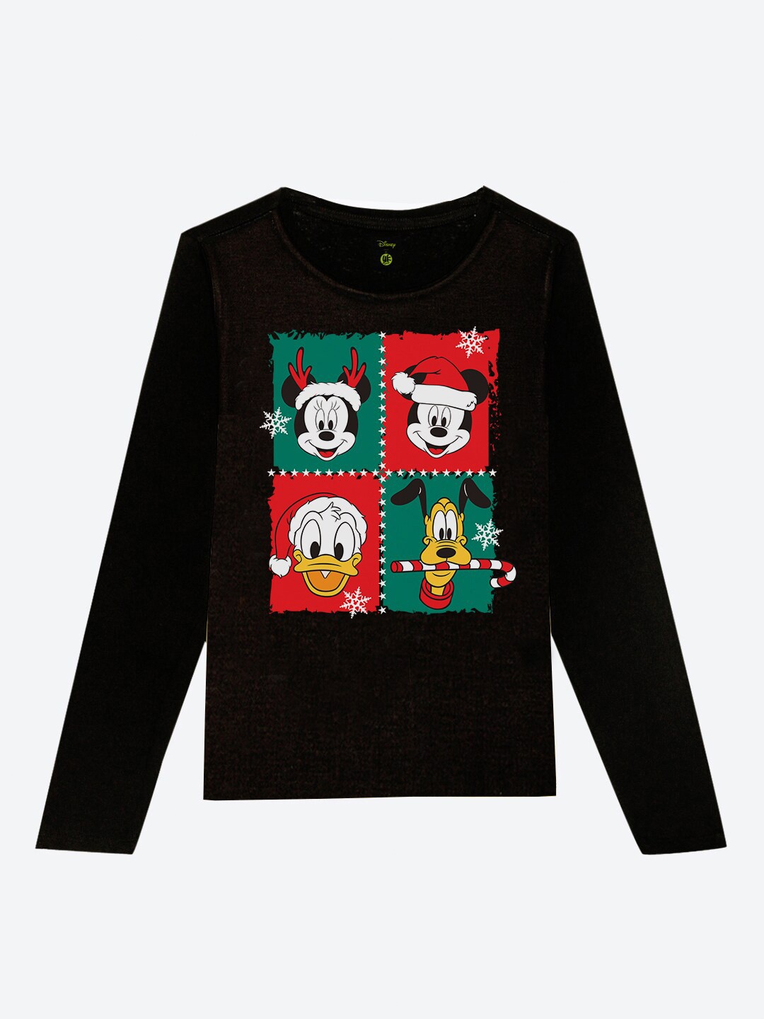 

YK Disney Boys Christmas Mickey & Friends Printed T-shirt, Black
