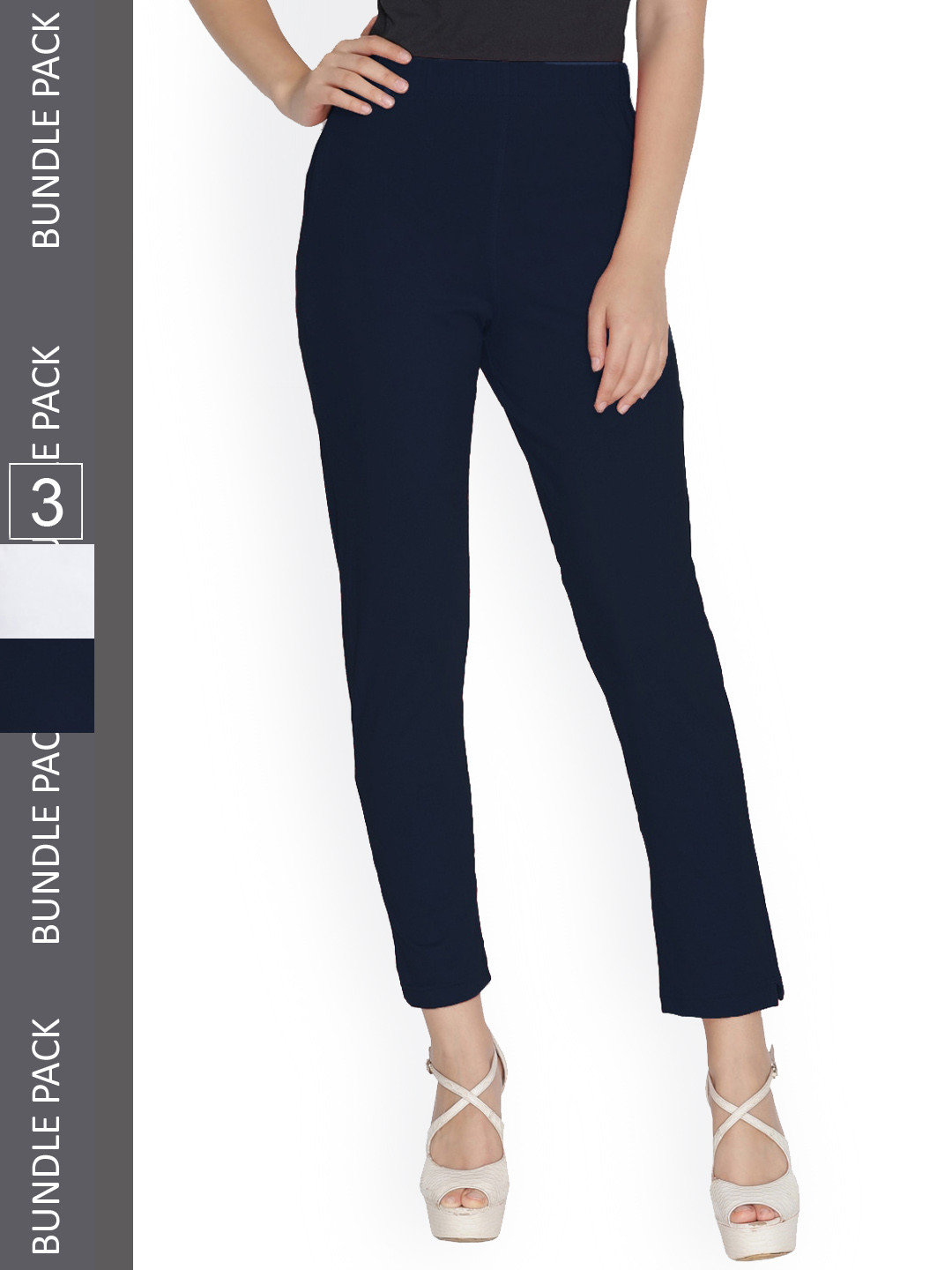 

LYRA Women Pack Of 2 Smart Cotton Regular Trousers, Black