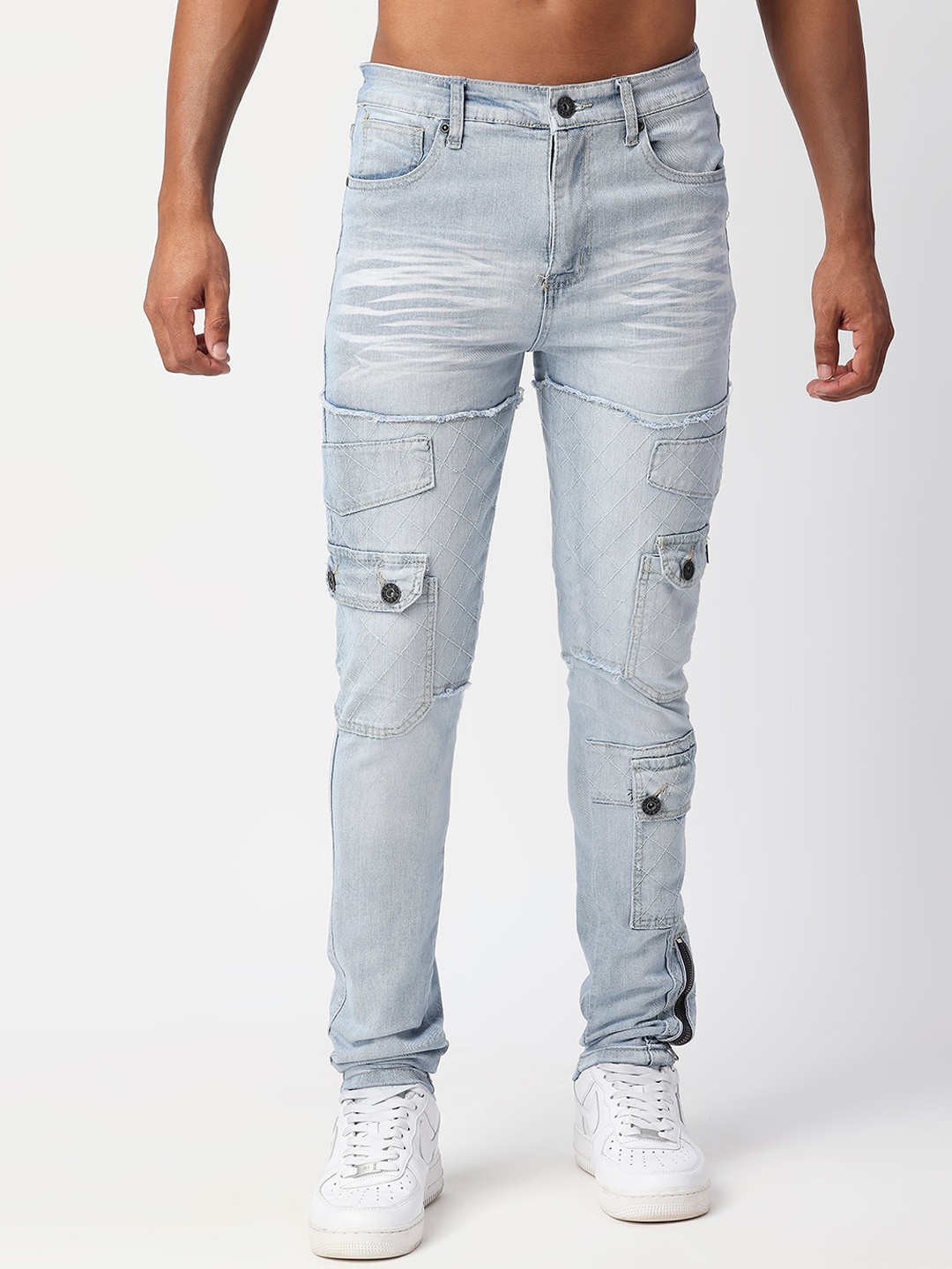 

WAIMEA Men Blue Skinny Fit Mildly Distressed Heavy Fade Stretchable Jeans
