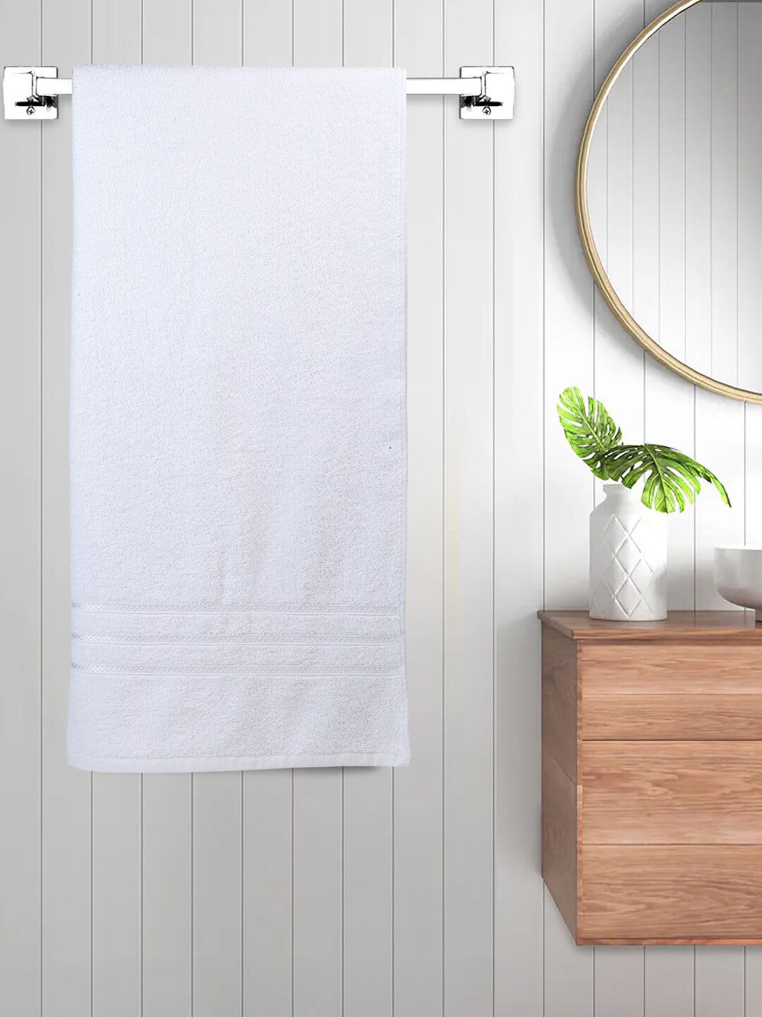 

BOMBAY DYEING Flora White 350 GSM Soft and Durable Cotton Bath Towels