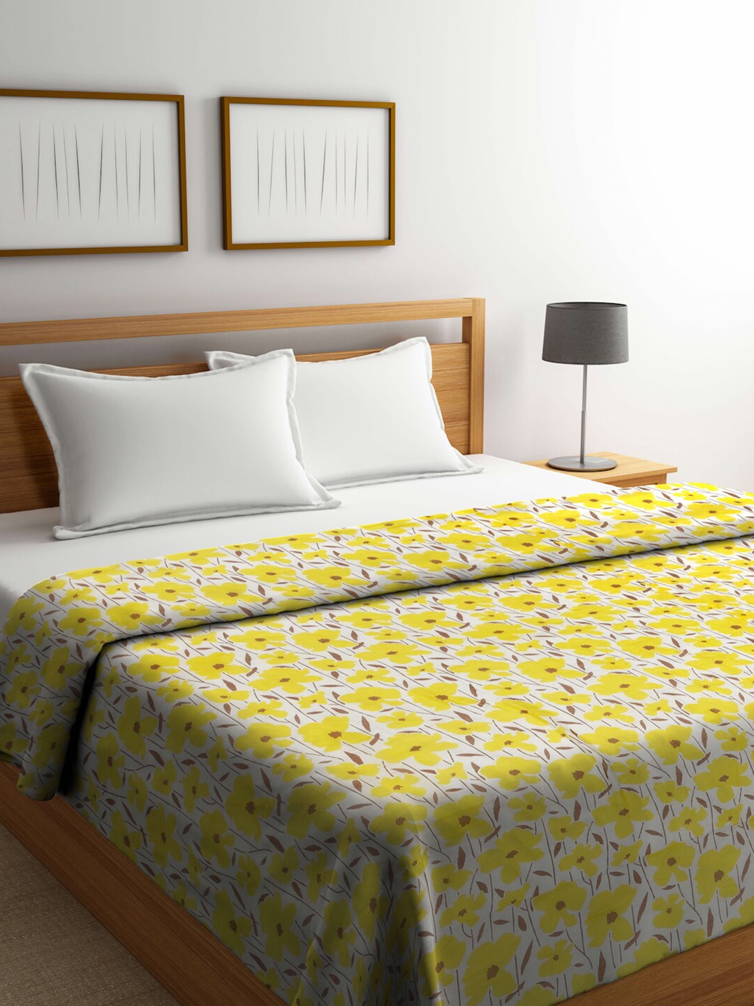 

BOMBAY DYEING Joanna Yellow & White Floral AC Room 120 GSM Double Bed Dohar