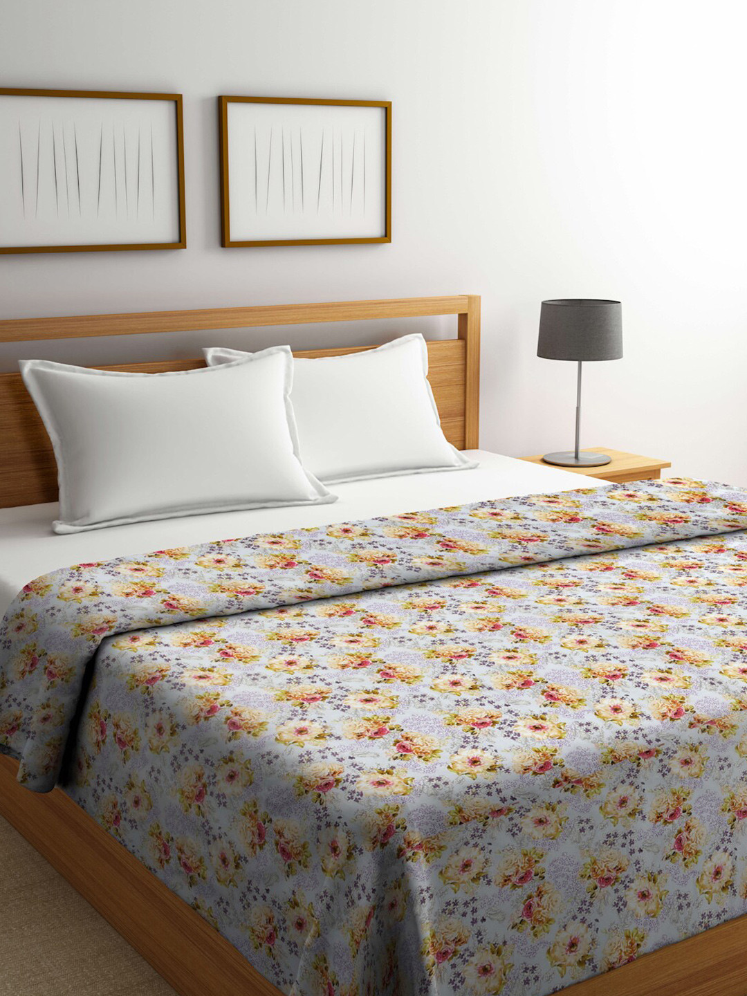 

BOMBAY DYEING Joanna Purple & Yellow Floral AC Room 120 GSM Double Bed Dohar