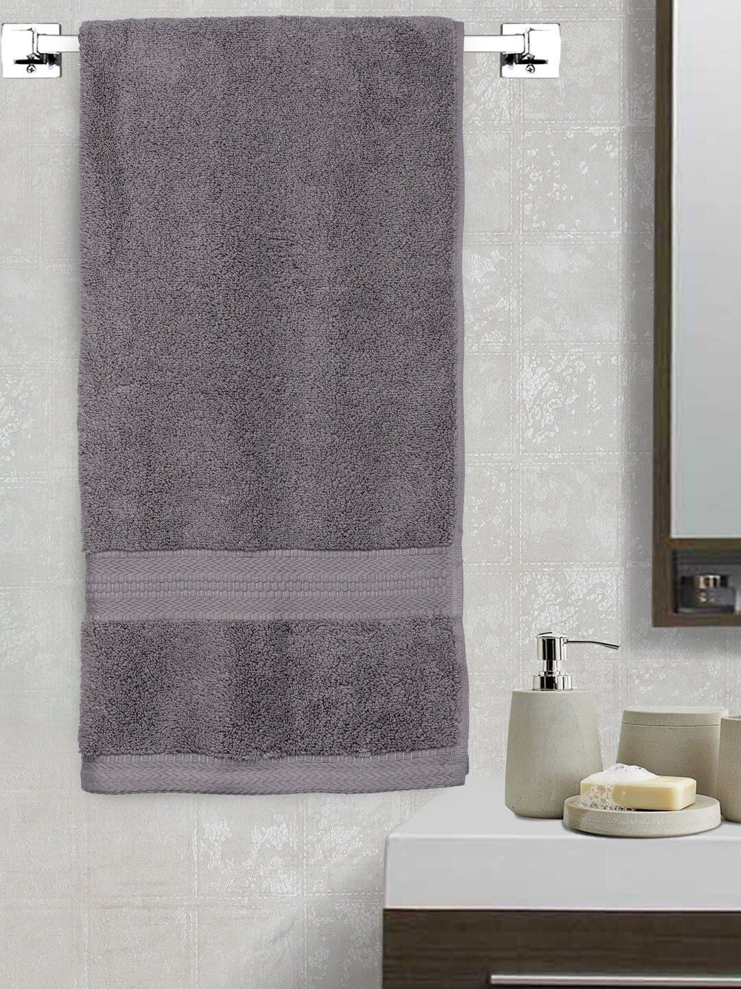 

BOMBAY DYEING Super Ultrx Grey 600 GSM Soft and Durable Cotton Bath Towels