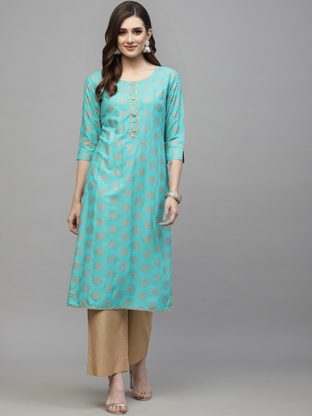 

Stylum Floral Printed Kurta, Turquoise blue