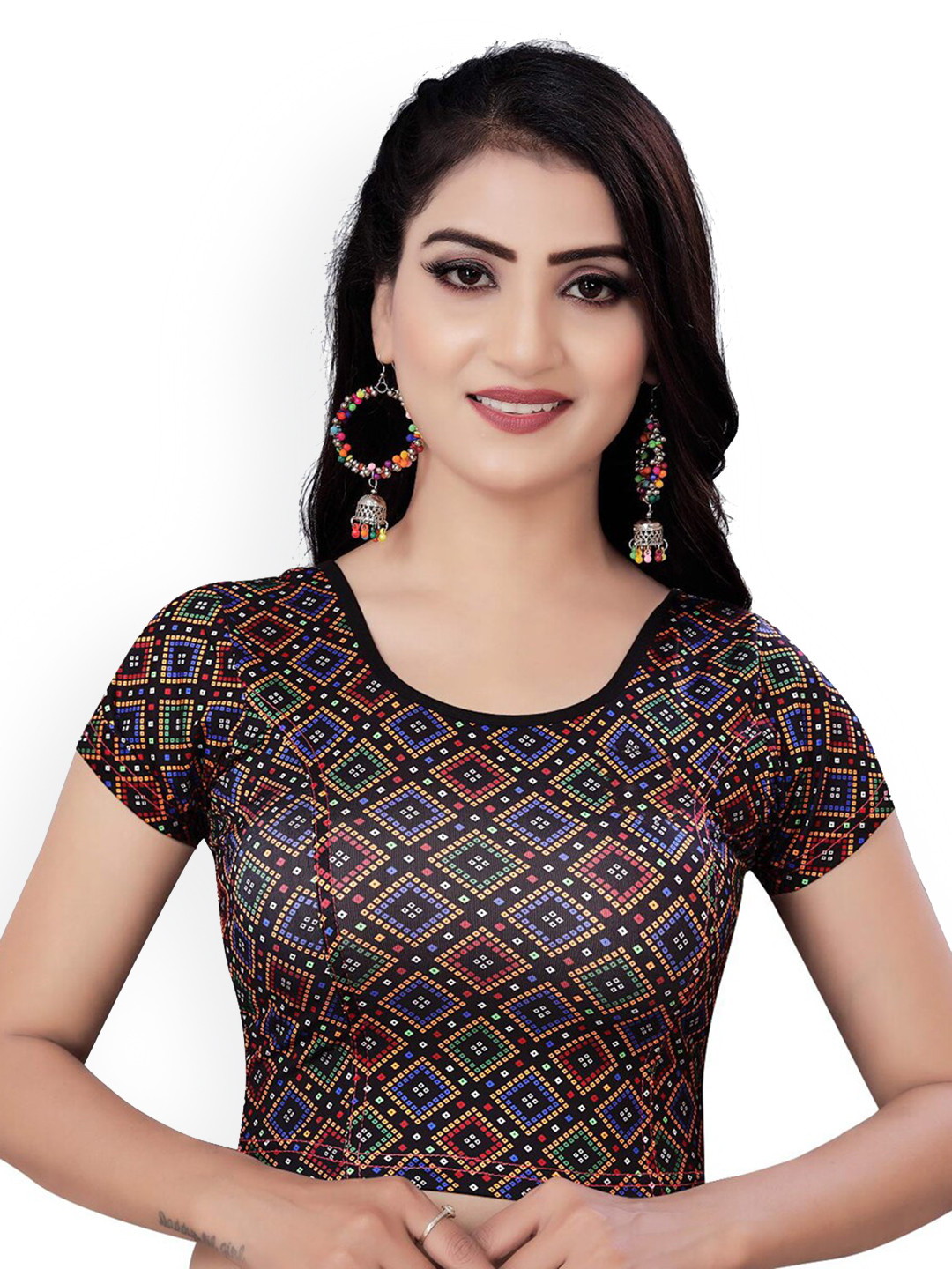 

HIMRISE Printed Saree Blouse, Black