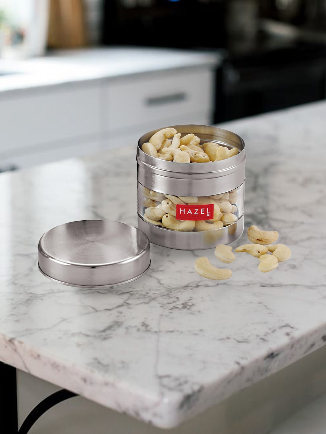 

HAZEL Set Of 2 Silver-Toned Stainless Steel Wide Mouth See Through Container