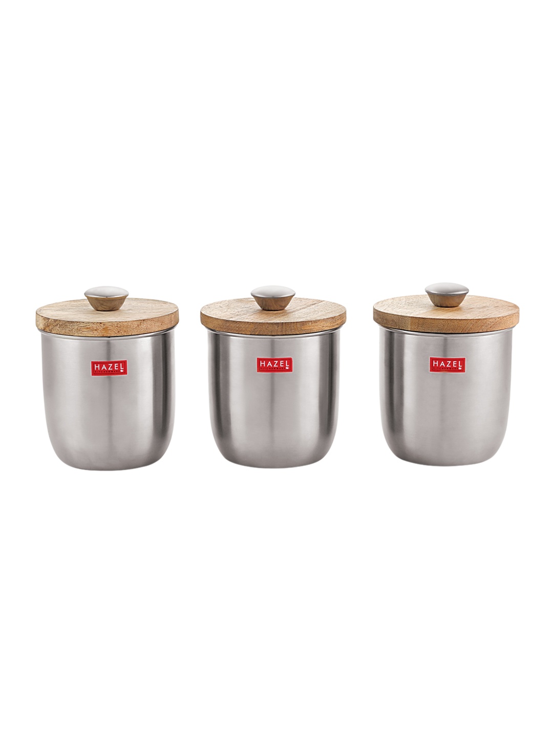 

HAZEL Set of 3 Stainless Steel Canister Containers 1.325 litres Each, Silver