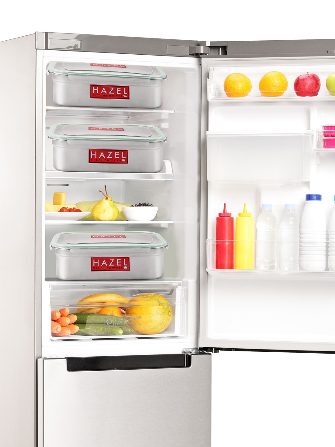 

HAZEL Stainless Steel Airtight Leakproof Rectangle Lunch Box 5.5 ltrs, Silver