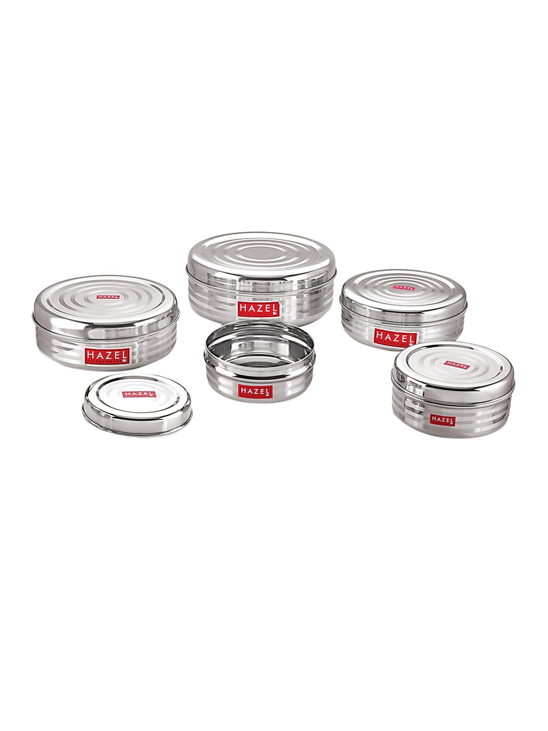

HAZEL Set of 3 Flat Stainless Steel Lunch Box, Silver