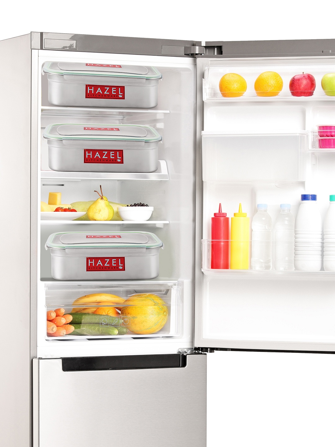

HAZEL Stainless Steel Airtight Leakproof Rectangle Lunch Box 7.5 Ltrs, Silver