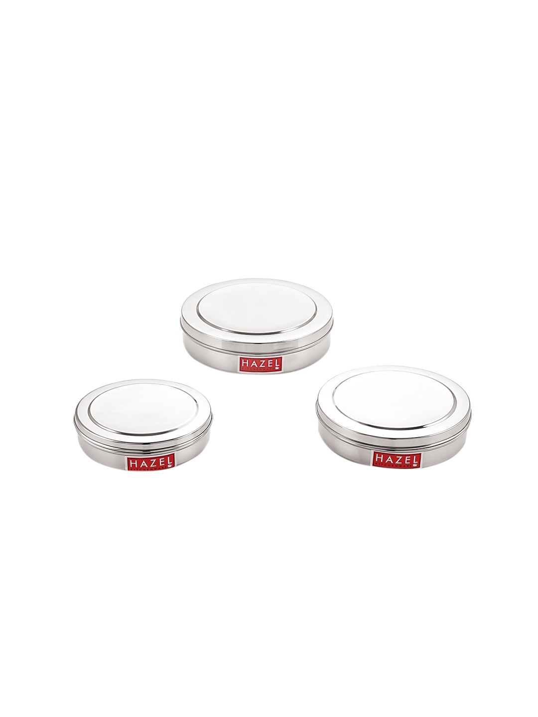 

HAZEL Set Of 3 Stainless Steel Food Storage Containers, Silver