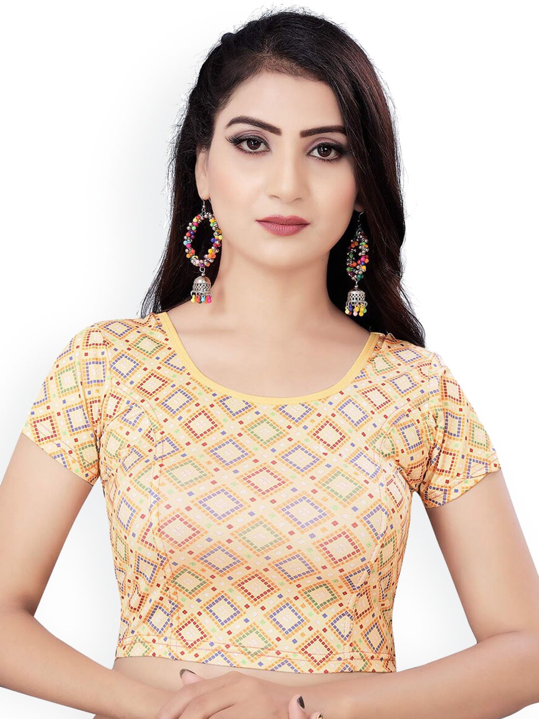 

HIMRISE Printed Saree Blouse, Gold