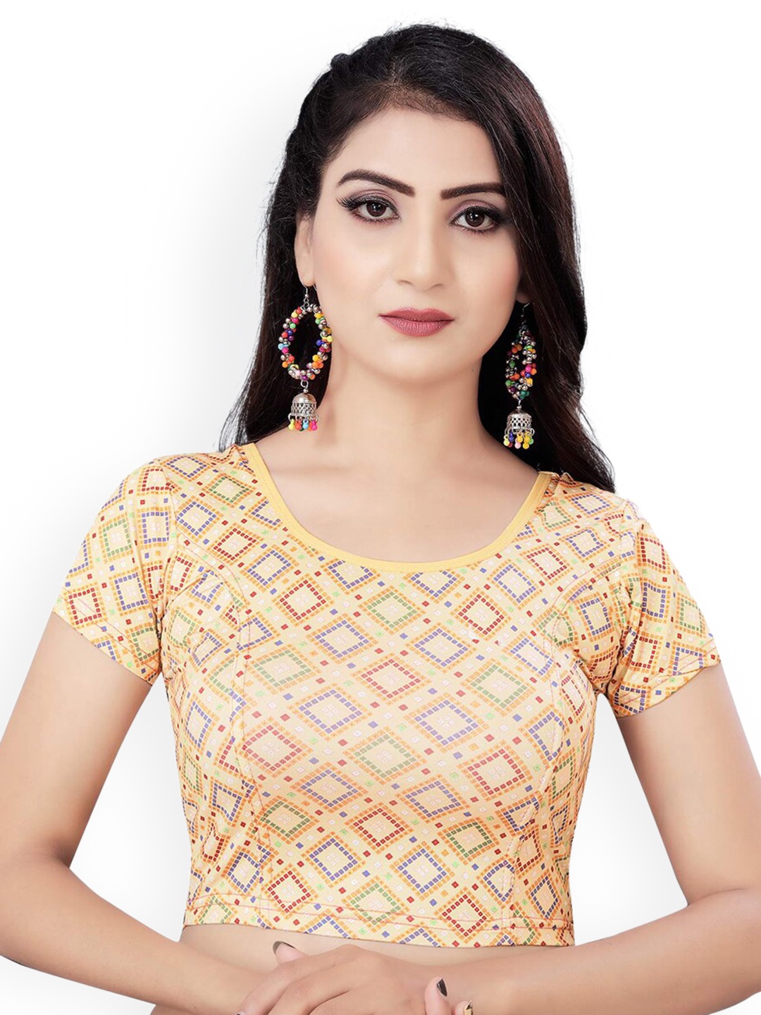 

HIMRISE Printed Saree Blouse, Gold