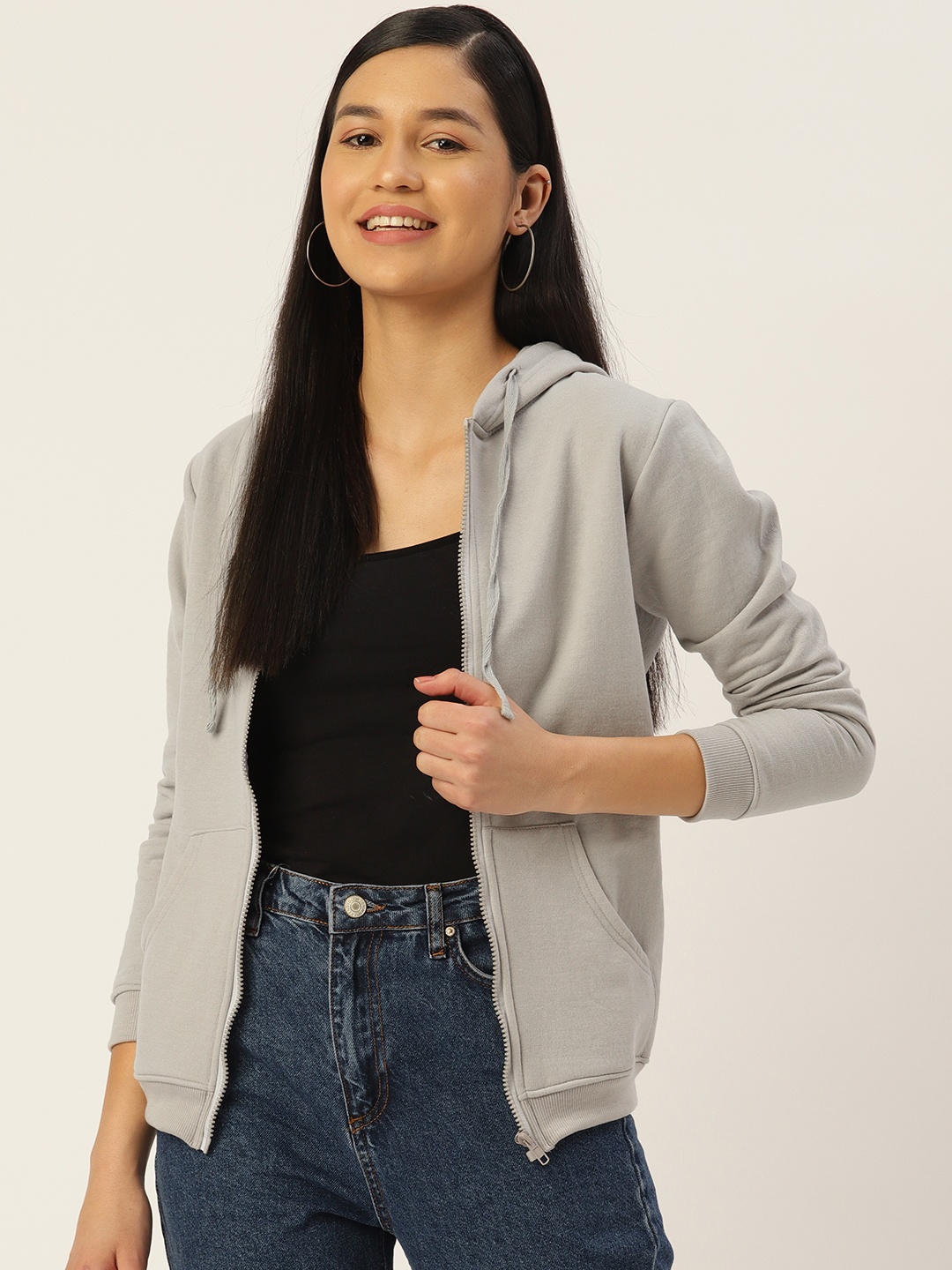 

U&F Women Grey Hooded Sweatshirt