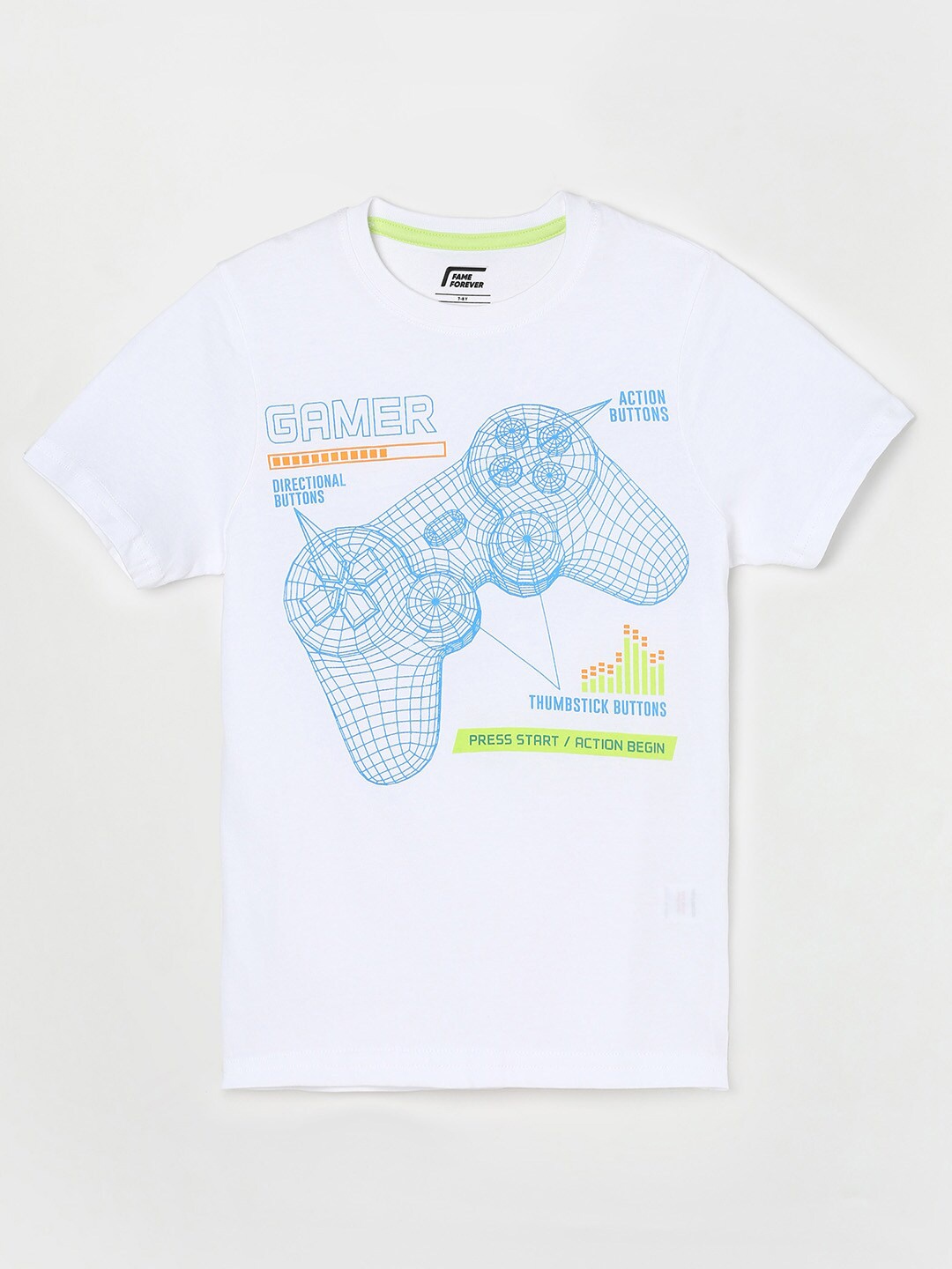 

Fame Forever by Lifestyle Boys White Typography Printed Cotton T-shirt