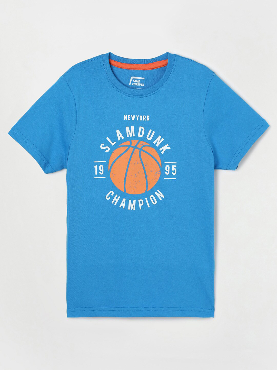 

Fame Forever by Lifestyle Boys Blue Typography Printed Cotton T-shirt
