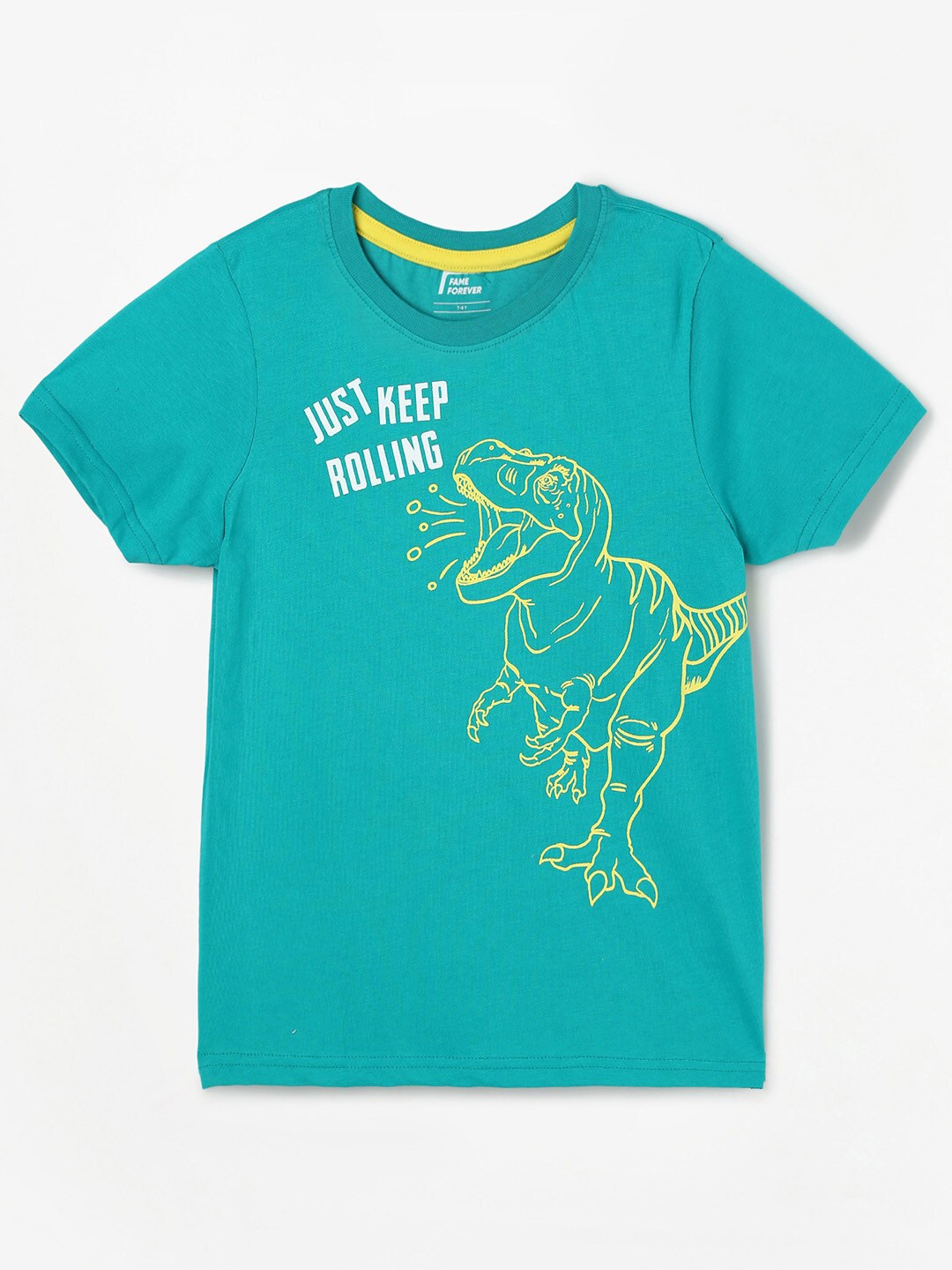 

Fame Forever by Lifestyle Boys Graphic Printed Cotton T-shirt, Turquoise blue
