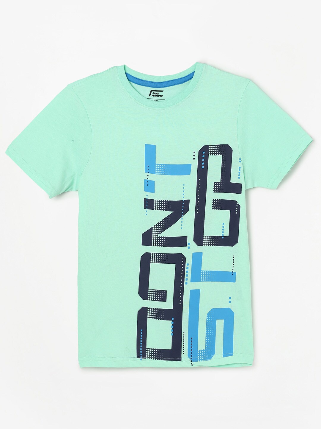 

Fame Forever by Lifestyle Boys Green Typography Printed Cotton T-shirt, Sea green