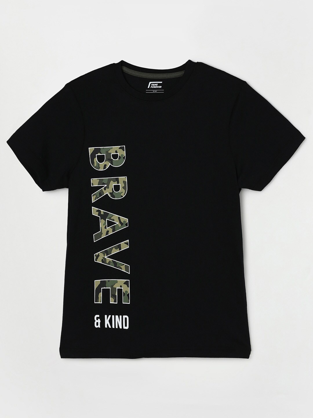 

Fame Forever by Lifestyle Boys Black Typography Printed Cotton T-shirt