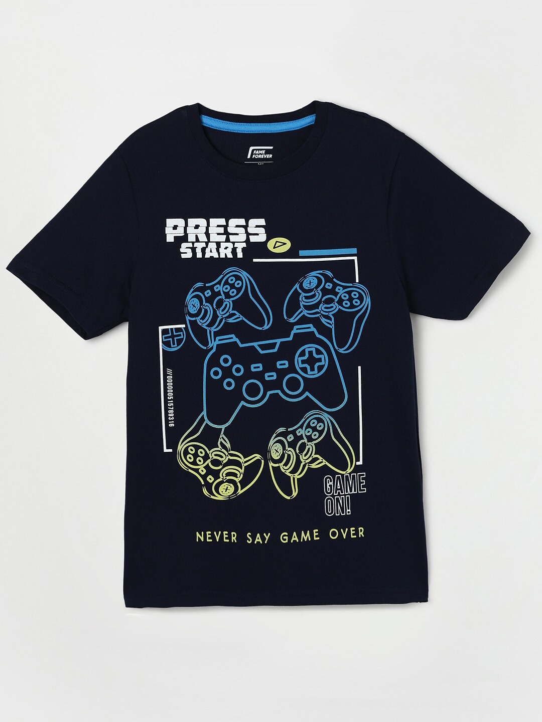 

Fame Forever by Lifestyle Boys Navy Blue Printed Cotton T-shirt