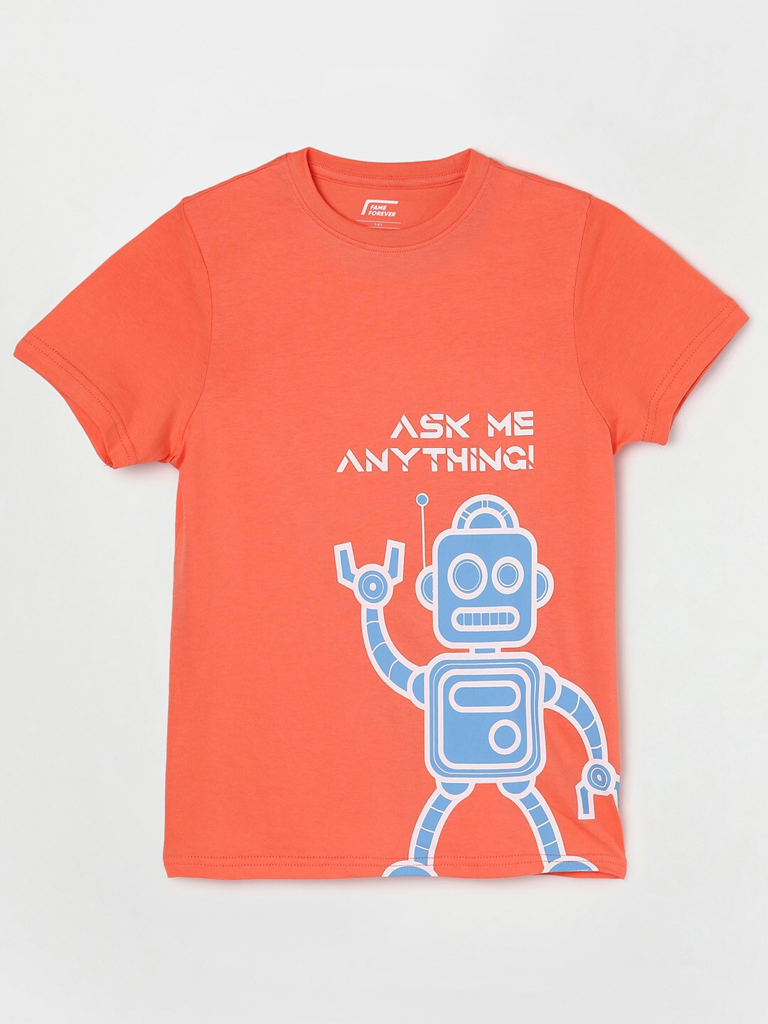 

Fame Forever by Lifestyle Boys Printed Cotton T-shirt, Coral