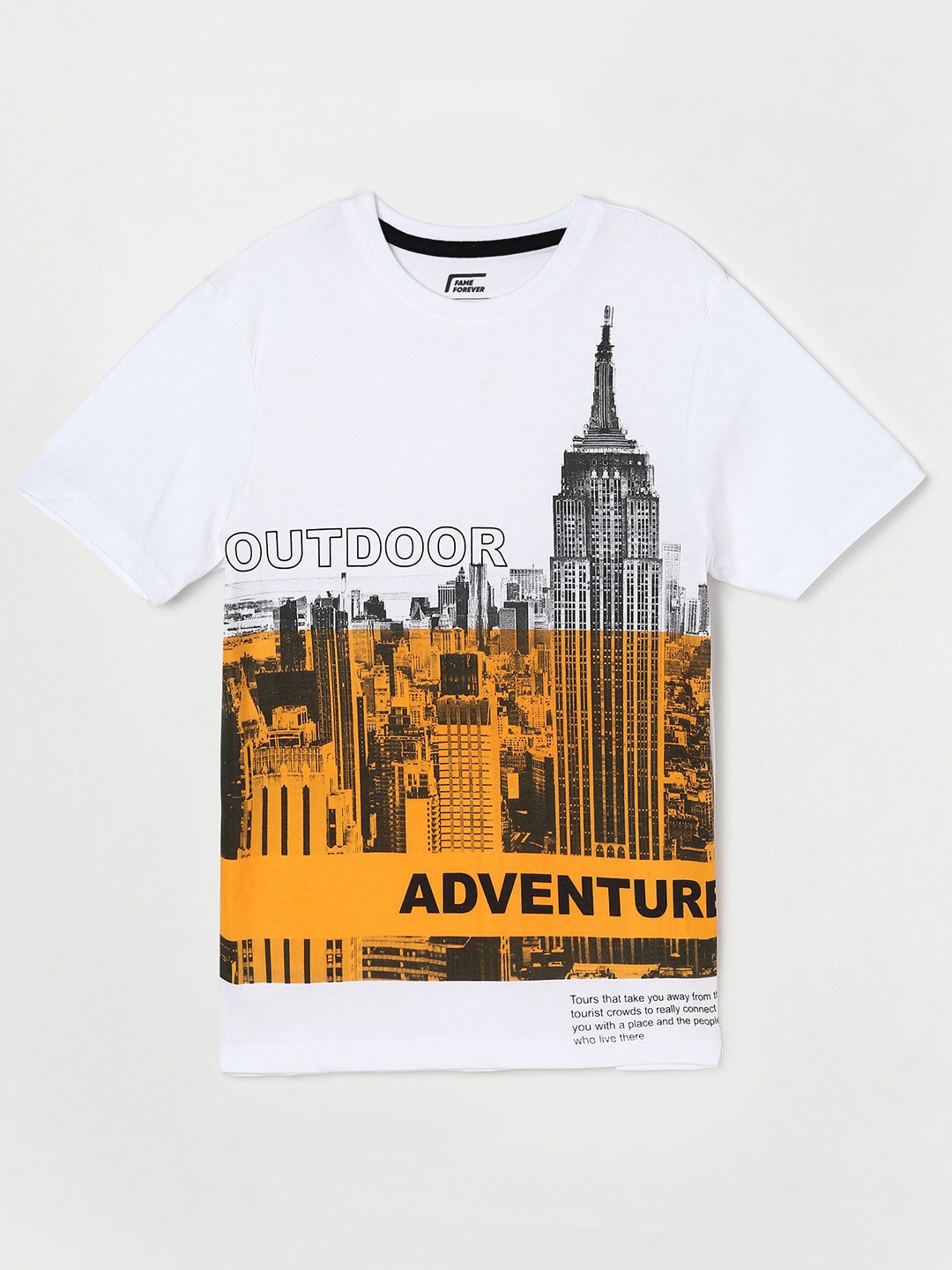 

Fame Forever by Lifestyle Boys White Printed Cotton T-shirt