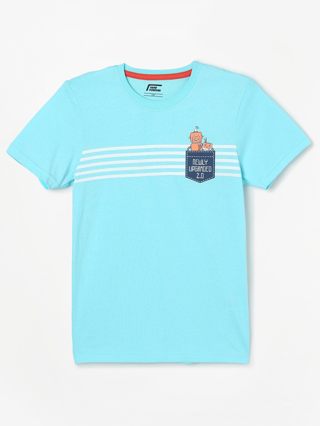 

Fame Forever by Lifestyle Boys Striped Cotton T-shirt, Blue