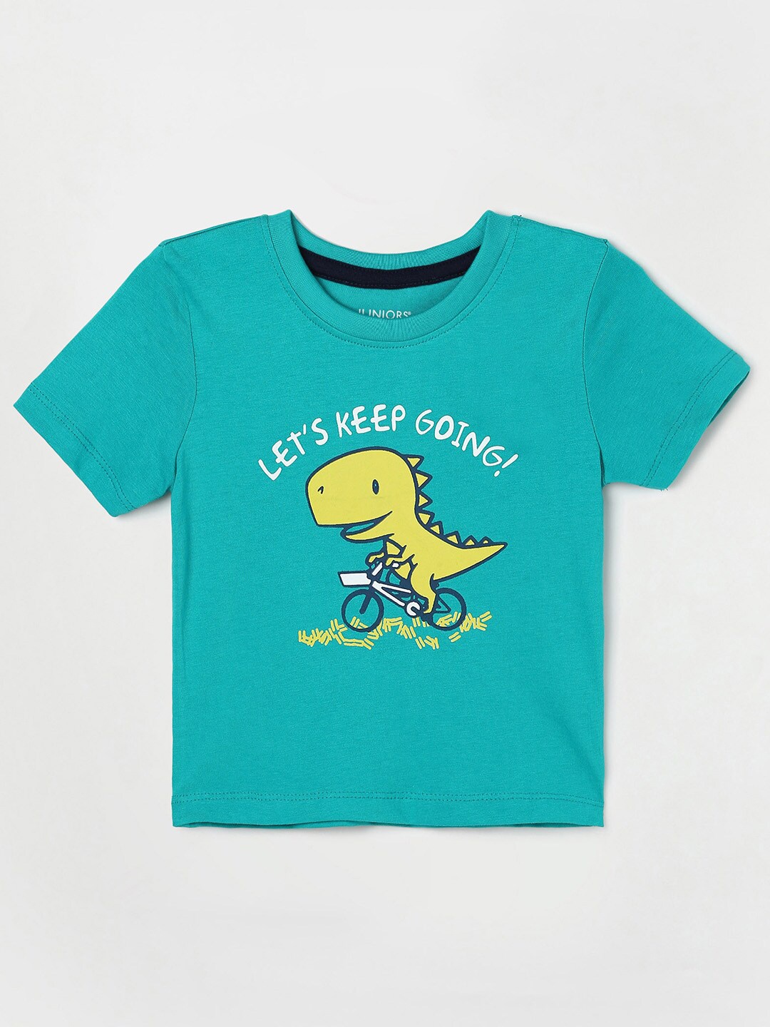 

Juniors by Lifestyle Boys Green Graphic Printed Cotton T-shirt, Turquoise blue