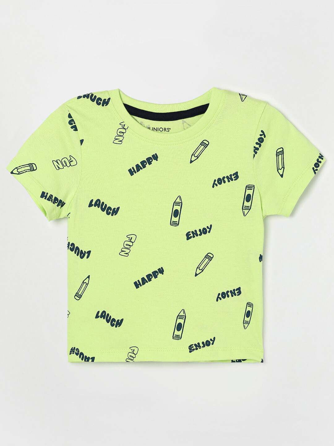 

Juniors by Lifestyle Boys Green Printed Cotton T-shirt, Lime green