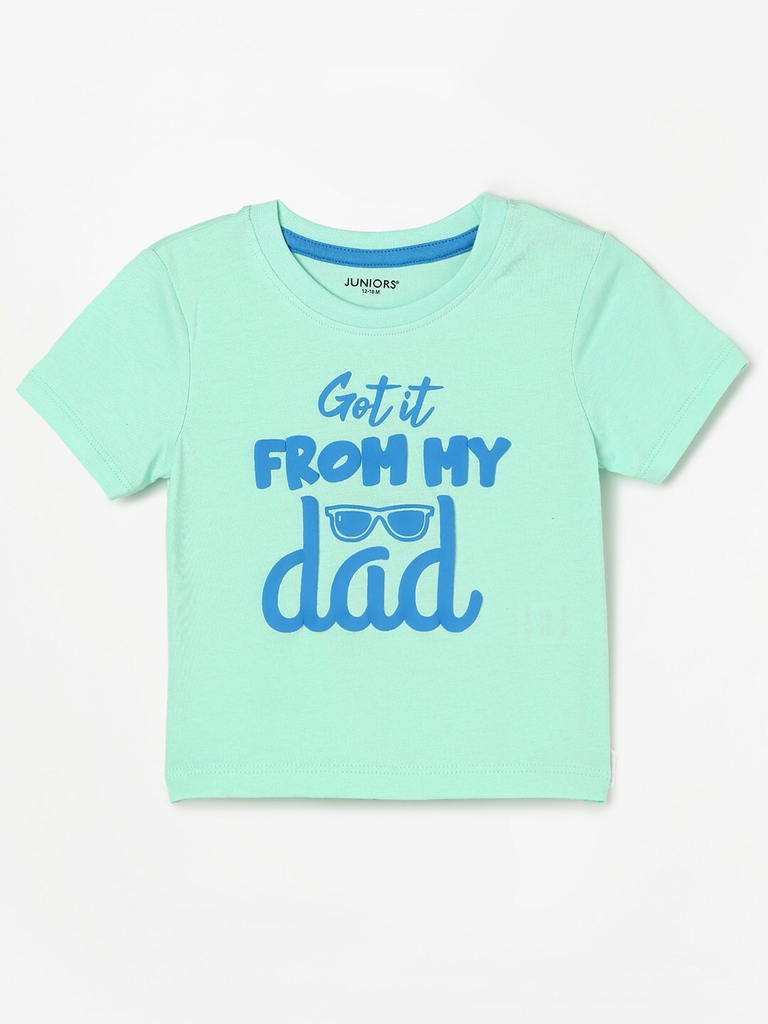 

Juniors by Lifestyle Boys Green Typography Printed Cotton T-shirt