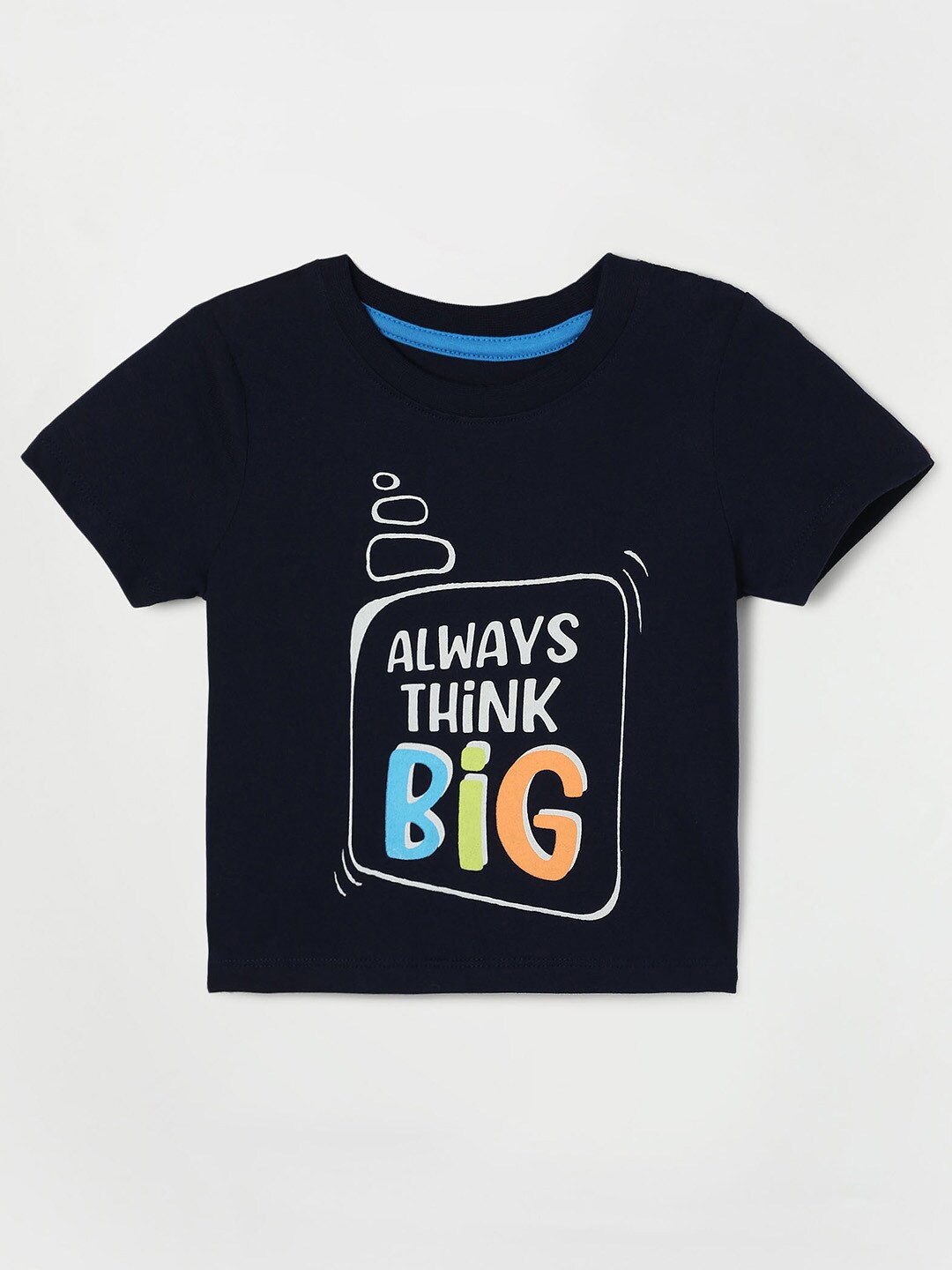 

Juniors by Lifestyle Boys Typography Printed Cotton T-shirt, Navy blue