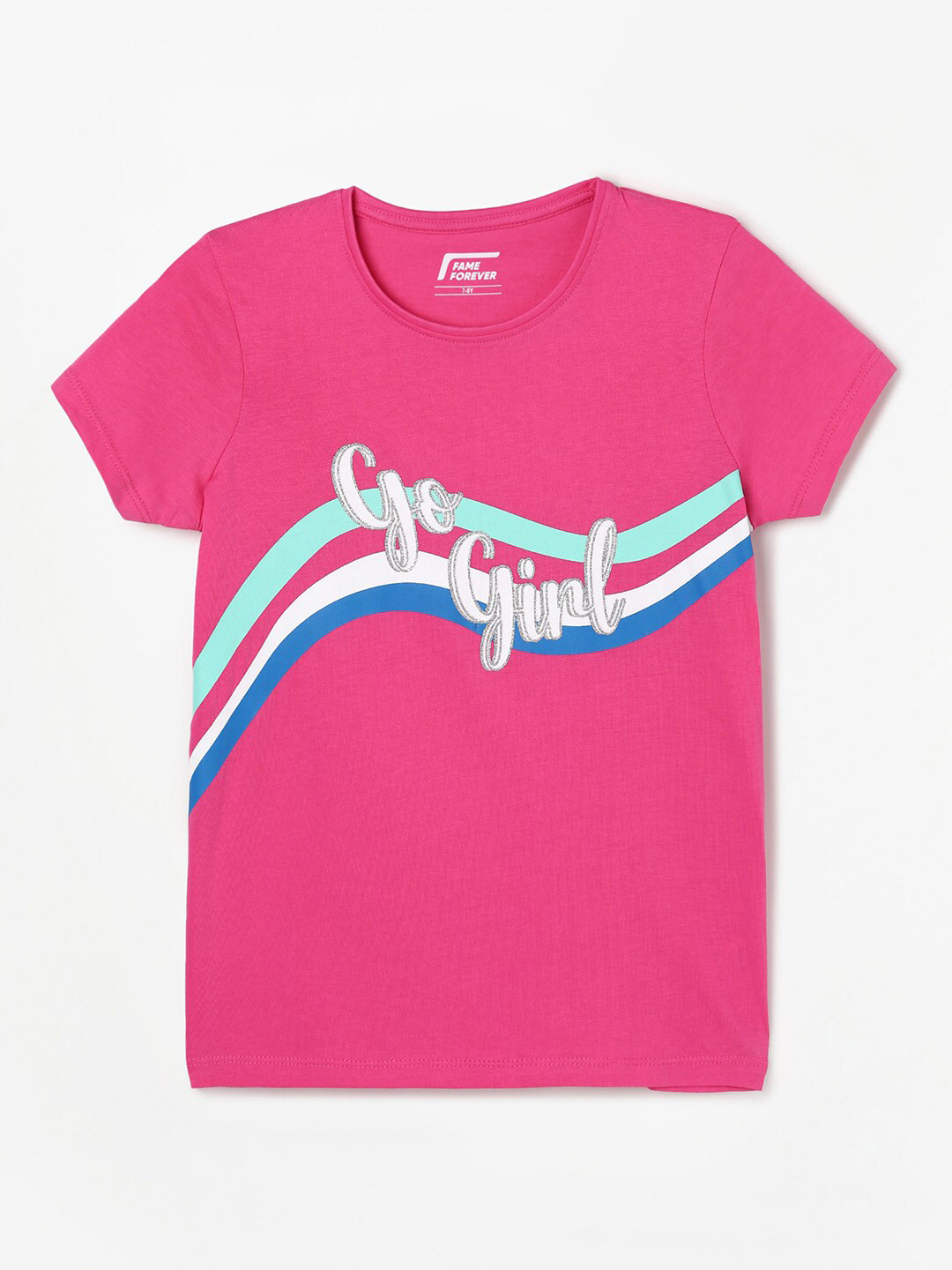

Fame Forever by Lifestyle Girls Typography Cotton Printed T-shirt, Pink
