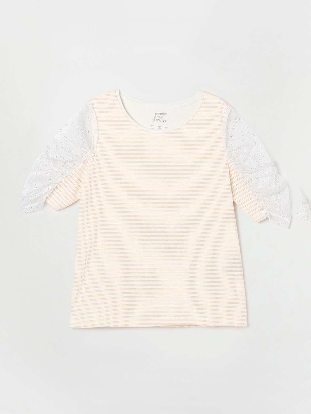 

Fame Forever by Lifestyle Girls Blue Striped Raw Edge Cotton T-shirt