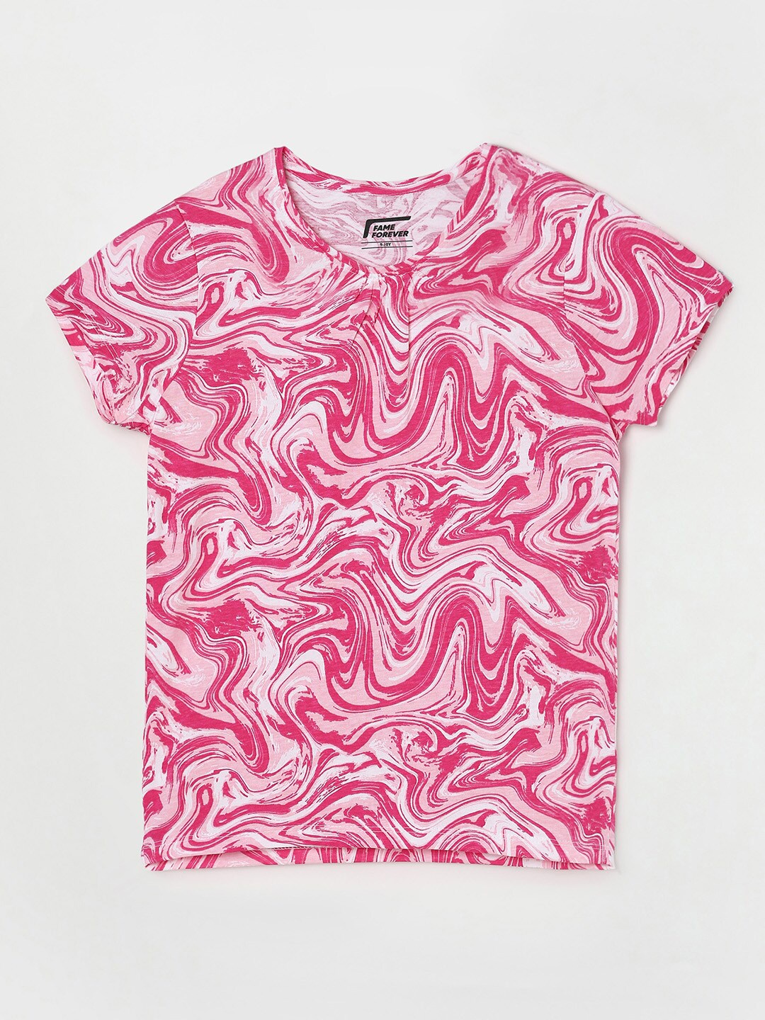 

Fame Forever by Lifestyle Girls Pink Floral Printed Tropical Cotton T-shirt