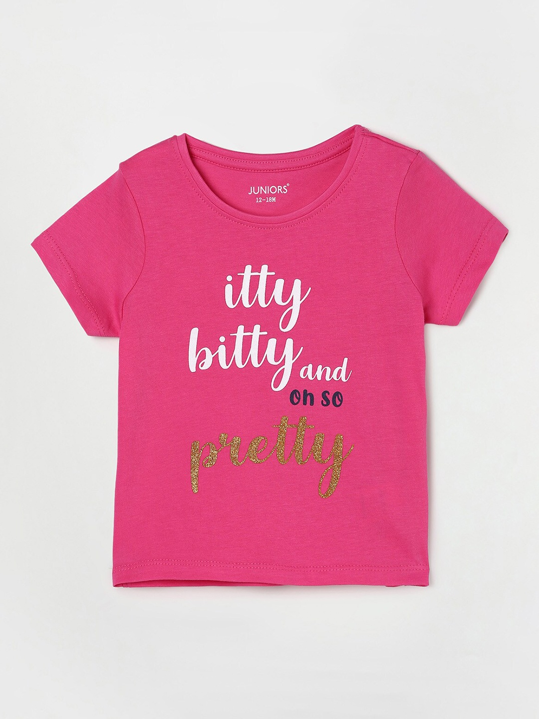

Juniors by Lifestyle Girls Typography Printed Cotton T-shirt, Pink