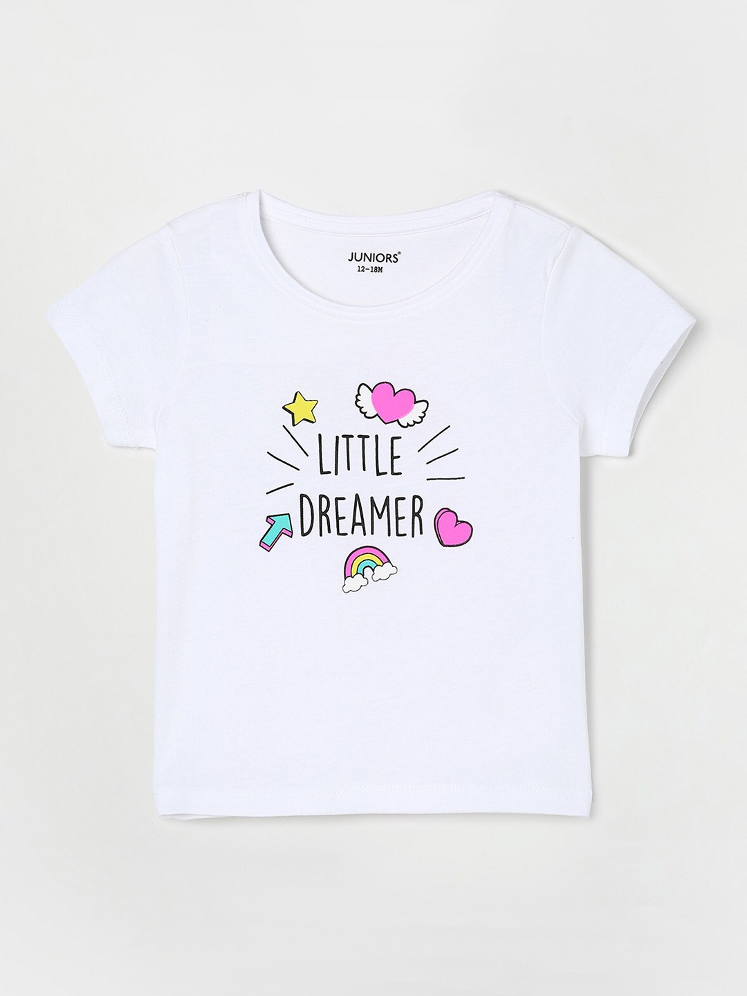 

Juniors by Lifestyle Girls Typography Printed Cotton T-shirt, White