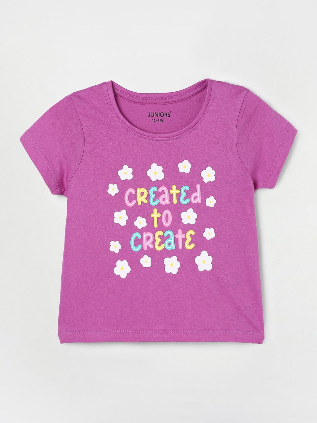 

Juniors by Lifestyle Girls Typography Printed Cotton T-shirt, Lavender