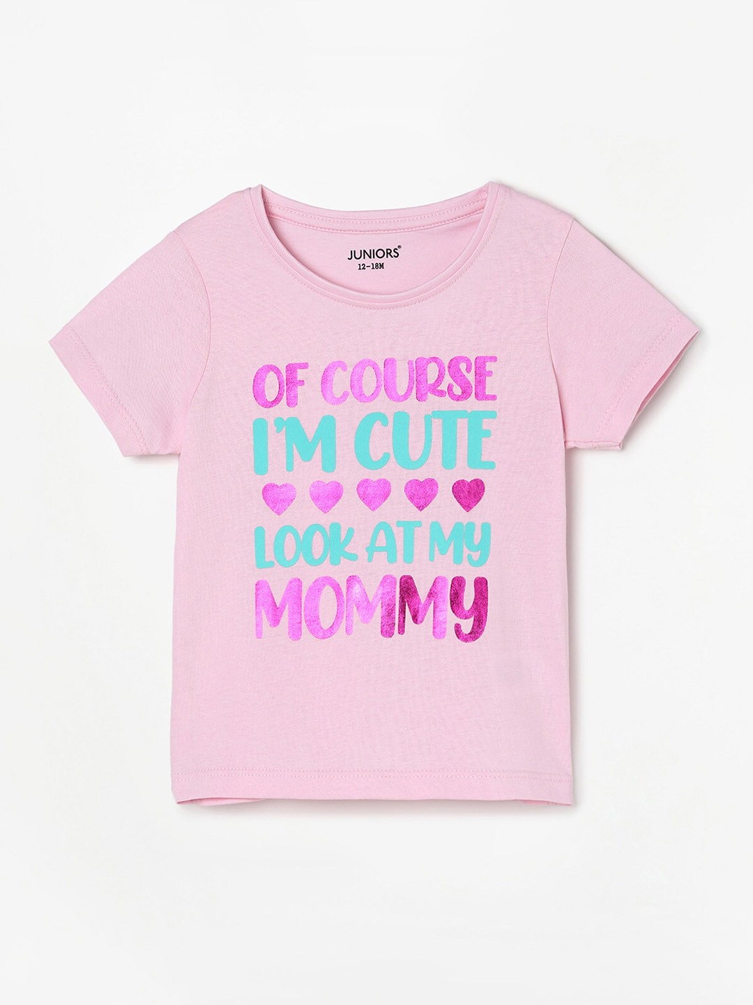 

Juniors by Lifestyle Girls Typography Printed Cotton T-shirt, Pink