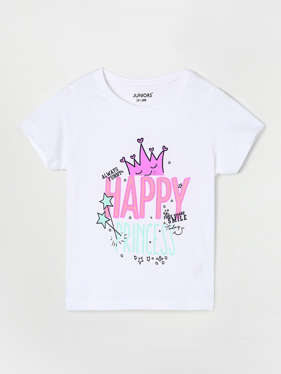 

Juniors by Lifestyle Girls Typography Printed Cotton T-shirt, White